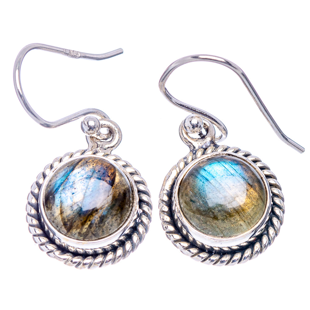 Labradorite Earrings 1 1/8" (.925 Sterling Silver)