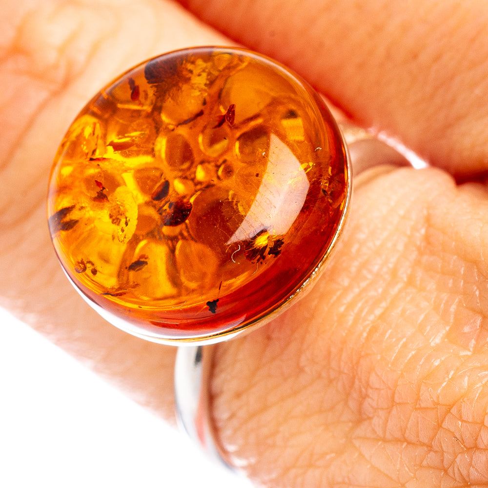 Baltic Amber Ring Size 6 Adjustable (.925 Sterling Silver)