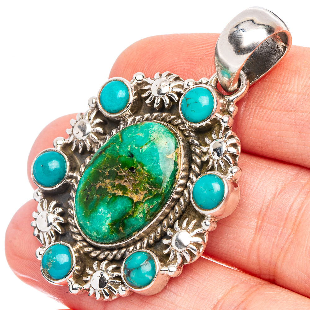 Rare Palomino Turquoise Pendant 2" (.925 Sterling Silver)