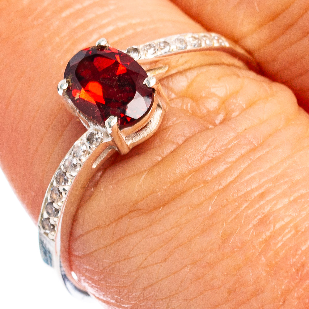 Garnet, Cubic Zirconia Ring Size 8 (.925 Sterling Silver)