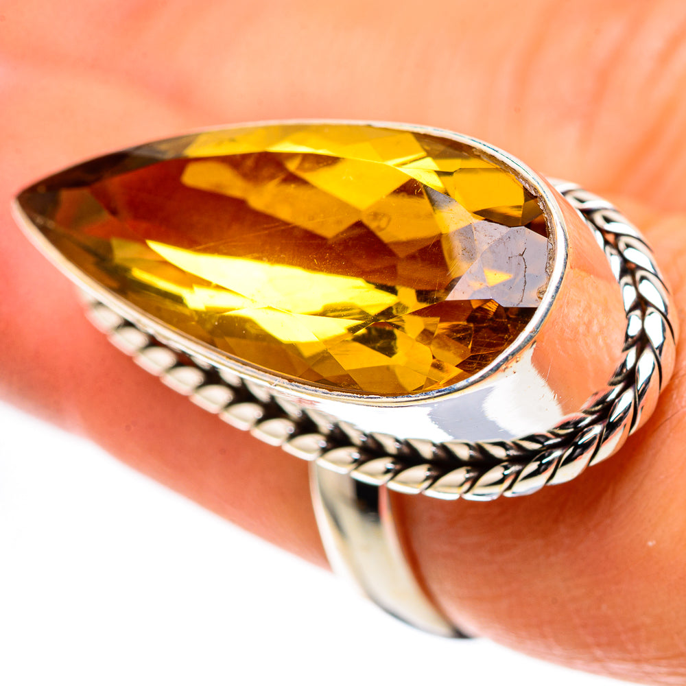 Large Faceted Citrine Ring Size 6.5 (925 Sterling Silver) RING138899