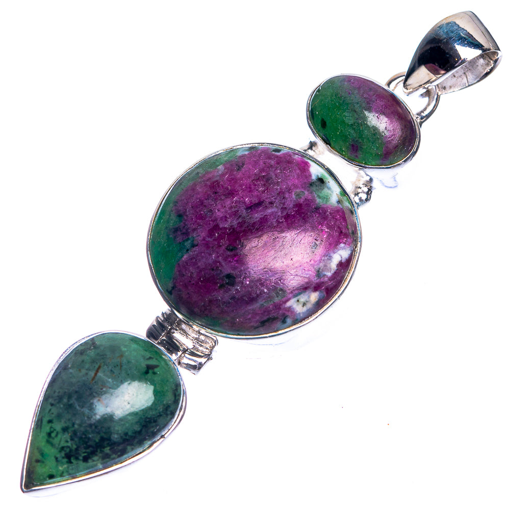 Ruby Zoisite 925 Sterling Silver Pendant 2 3/8"