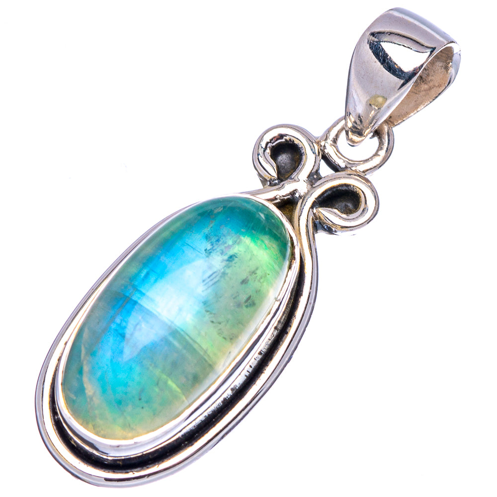 Green Moonstone Pendant 1 3/8" (.925 Sterling Silver)