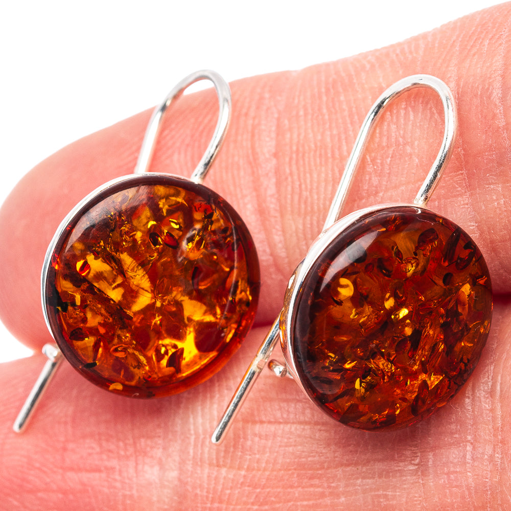 Baltic Amber Earrings 1 1/8" (.925 Sterling Silver)