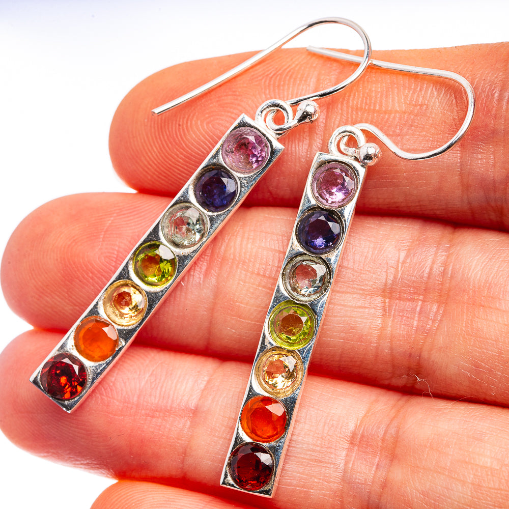 Chakra Dainty Earrings 1 7/8" (925 Sterling Silver) E432516