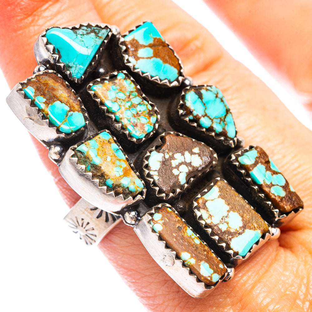 Exclusive Number 8 Mine Turquoise Ring Size 8 Adjustable (.925 Sterling Silver)