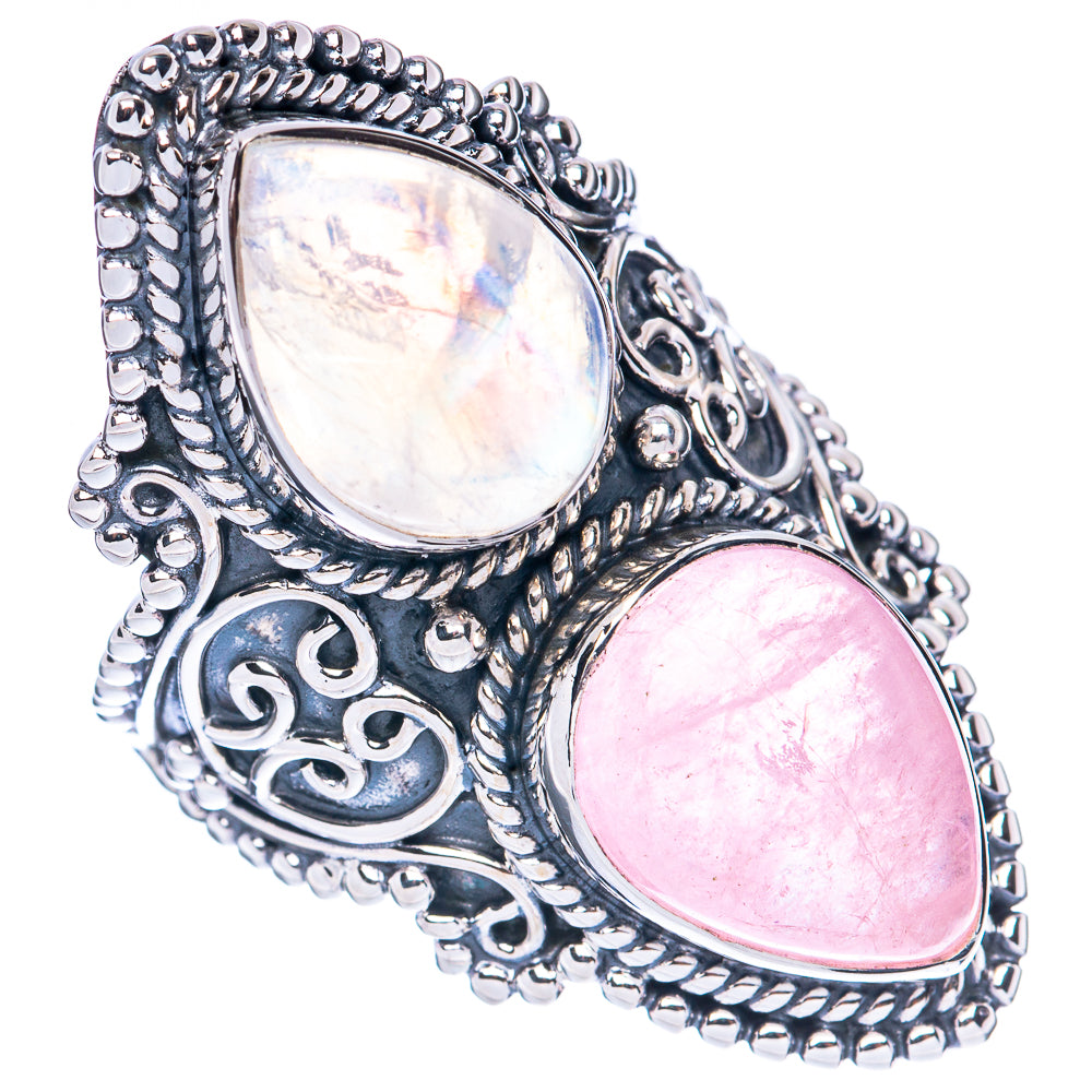 Signature Morganite, Rainbow Moonstone Ring Size 8.75 (925 Sterling Silver) R2574