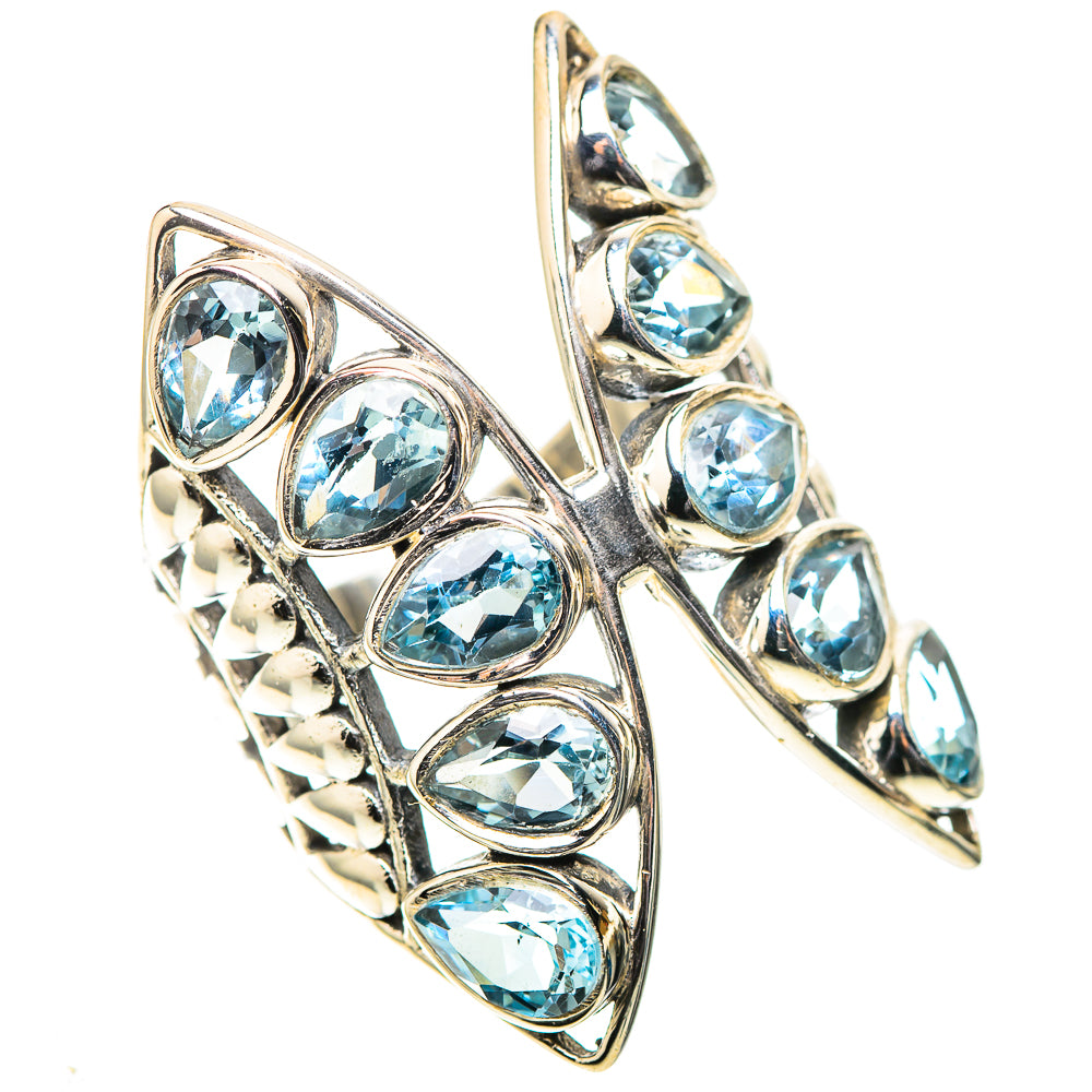Large Blue Topaz Ring Size 7.75 (925 Sterling Silver) RING138612