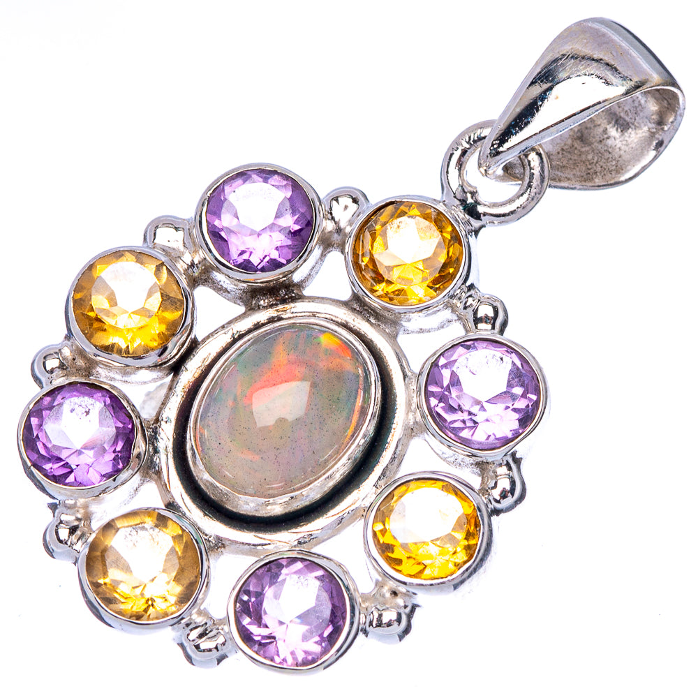 Rare Ethiopian Opal, Citrine, Amethyst Pendant 1 1/2" (925 Sterling Silver) P40978
