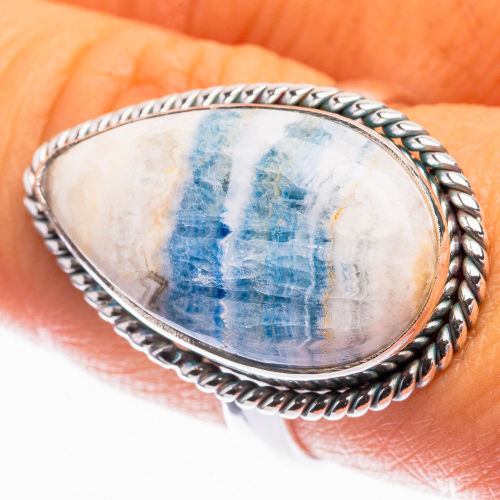 Blue Scheelite Ring Size 8.25 (925 Sterling Silver) R142149