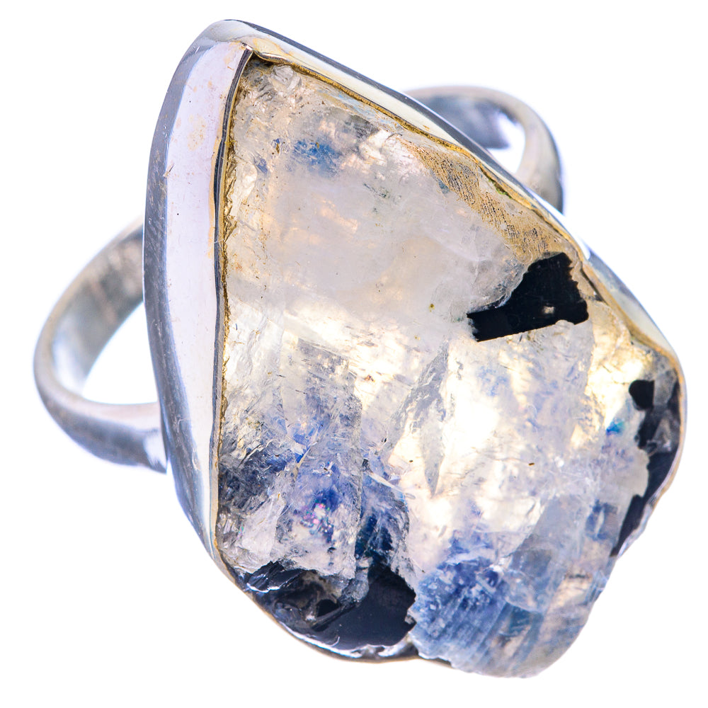 Large Raw Rainbow Moonstone Ring Size 11 (925 Sterling Silver) R142755