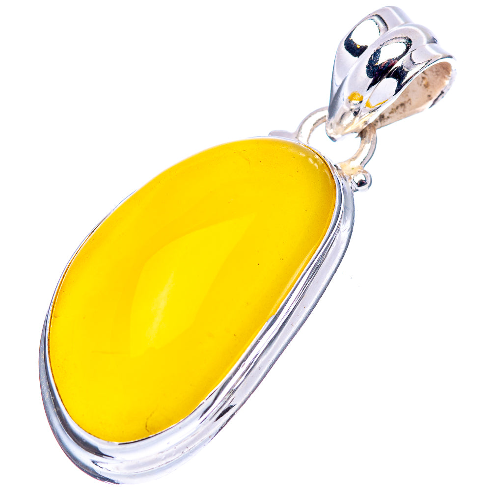 Bone Amber Pendant 1 1/2" (.925 Sterling Silver)