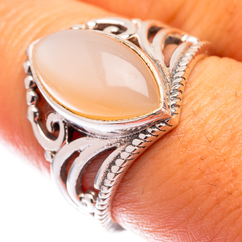 Peach Moonstone Ring Size 8.25 (925 Sterling Silver) R140687