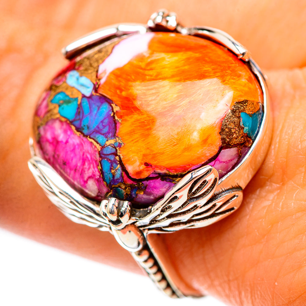 Kingman Pink Dahlia Turquoise Ring Size 9 (925 Sterling Silver) RING138973