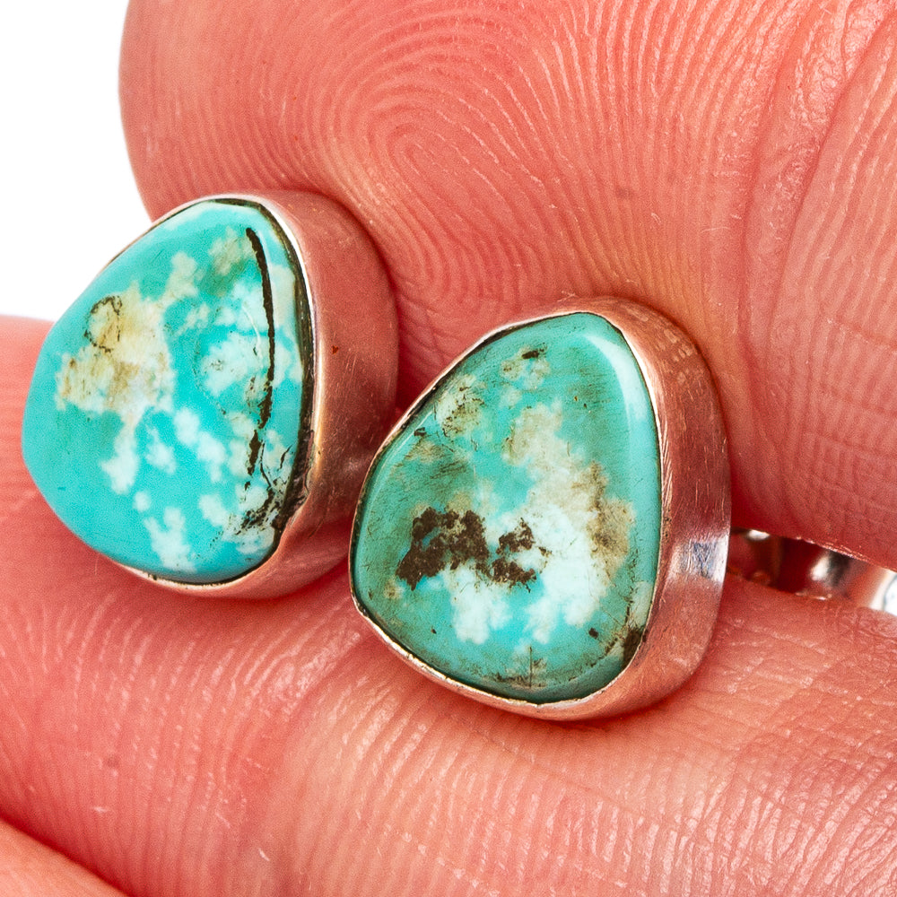 Rare Kingman Turquoise Earrings 3/8" (.925 Sterling Silver)