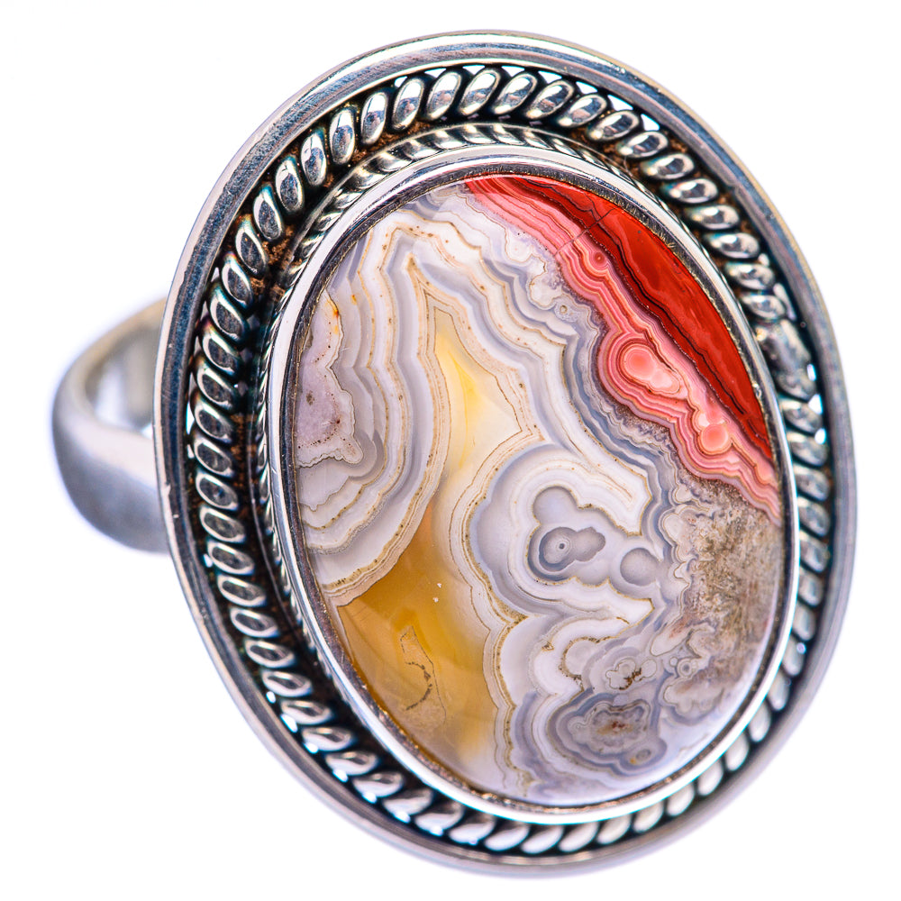 Crazy Lace Agate Ring Size 8 (925 Sterling Silver) R142808