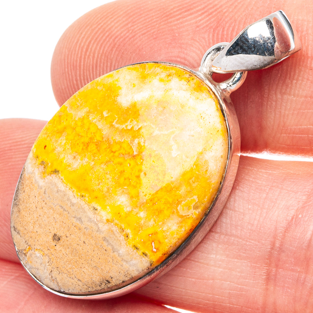 Bumble Bee Jasper Pendant 1 3/8" (925 Sterling Silver) P43170