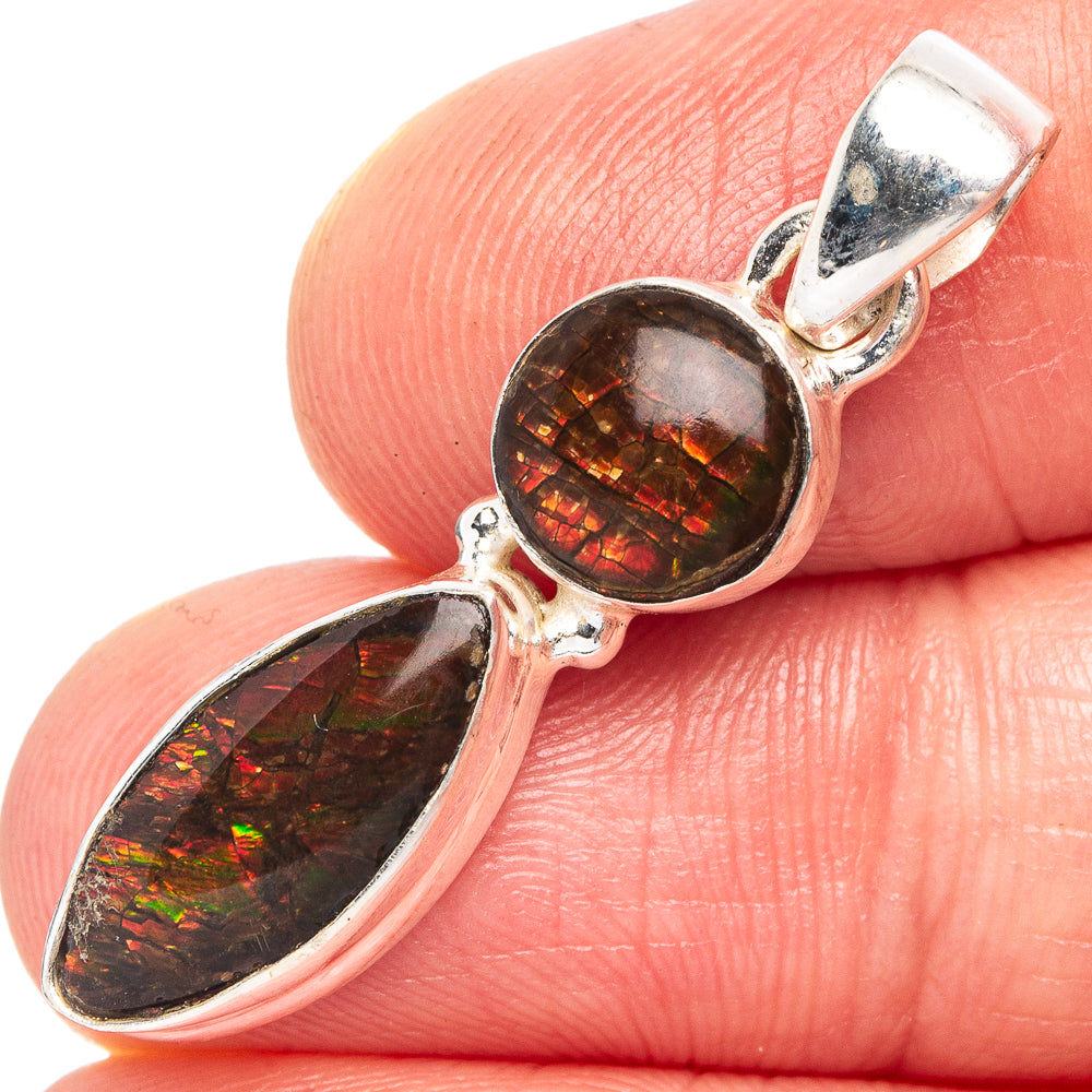 Rare Ammolite Pendant 1 3/8" (925 Sterling Silver) P44081