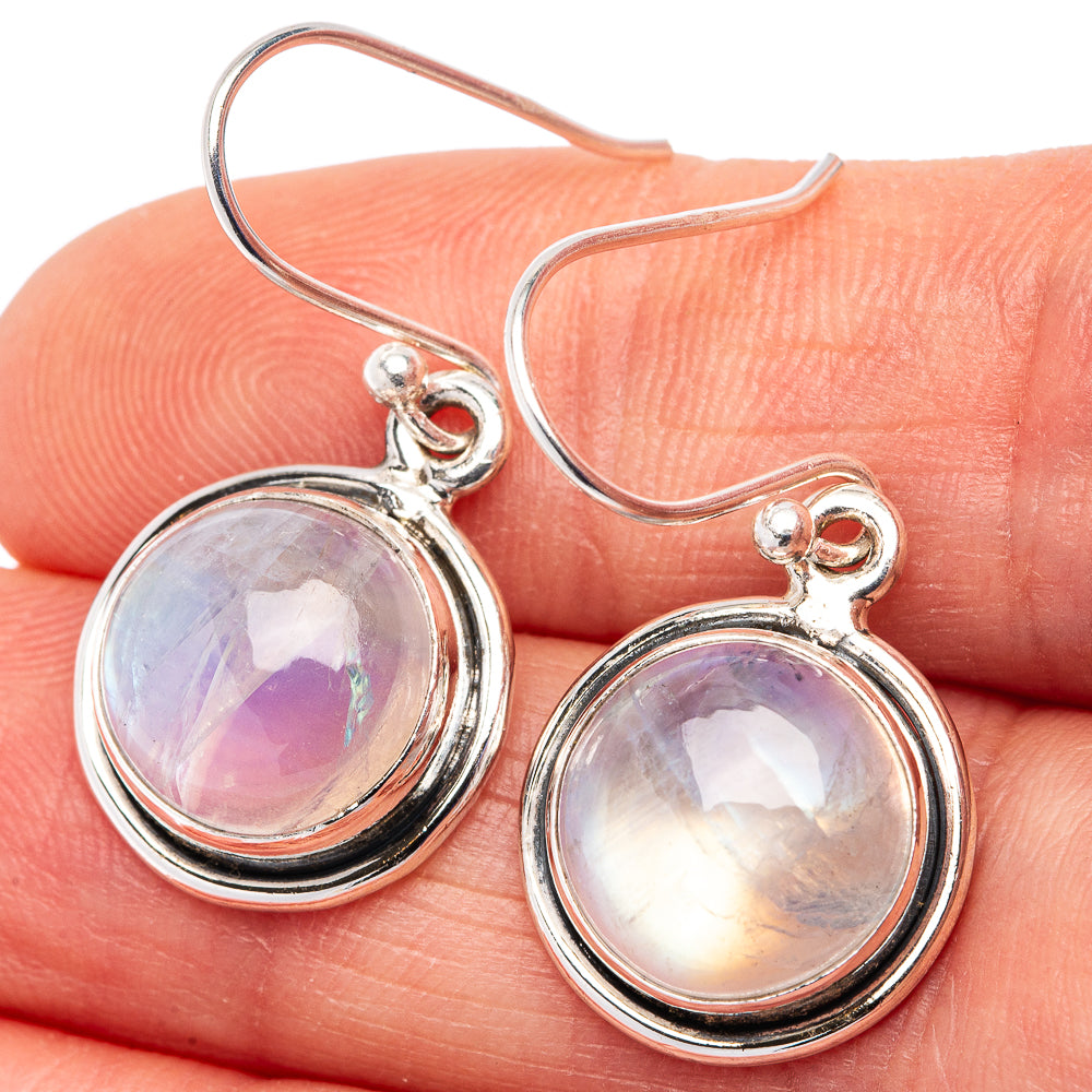 Rainbow Moonstone Earrings 1 1/4" (.925 Sterling Silver)