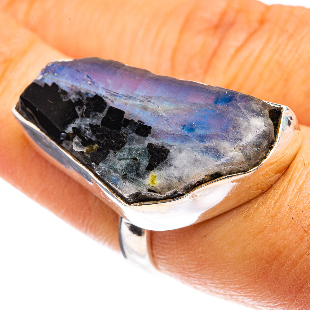 Large Raw Rainbow Moonstone Ring Size 6.25 (925 Sterling Silver) R142914