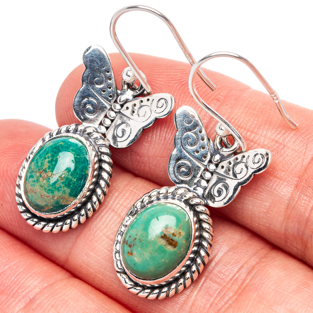Chrysocolla Butterfly Earrings 1 3/8" (925 Sterling Silver) E1387