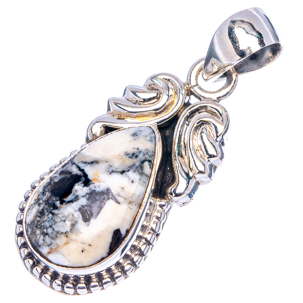 White Buffalo Turquoise Pendant 1 1/4" (.925 Sterling Silver)