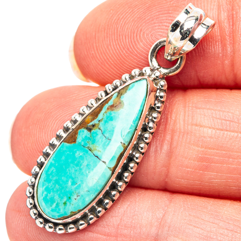 Royston Turquoise Pendant 1 1/2" (.925 Sterling Silver)