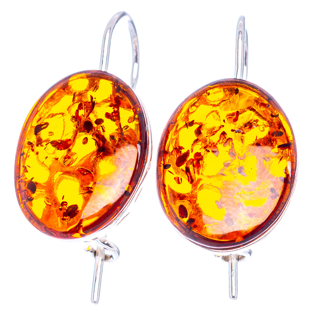 Baltic Amber Earrings 1" (.925 Sterling Silver)