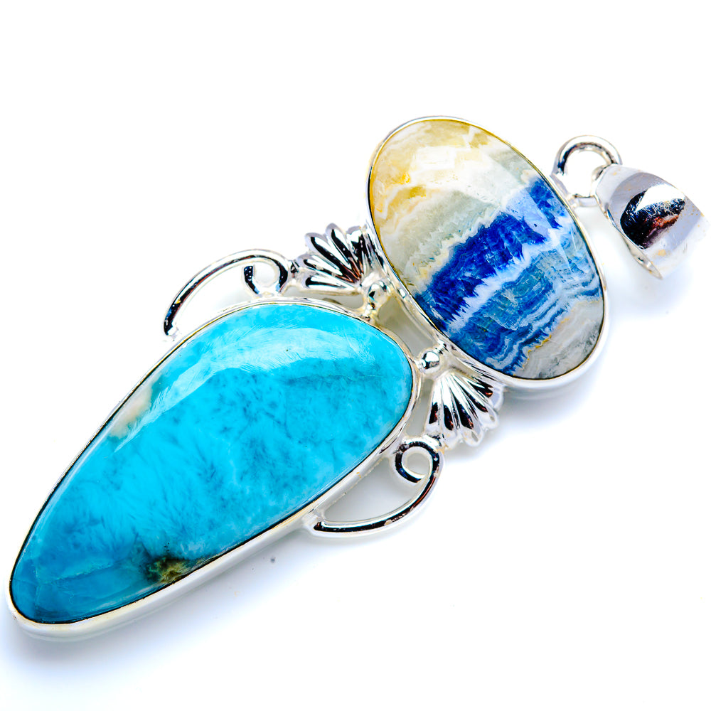 Blue Scheelite, Larimar 925 Sterling Silver Pendant 2 3/8" (925 Sterling Silver) PD38318