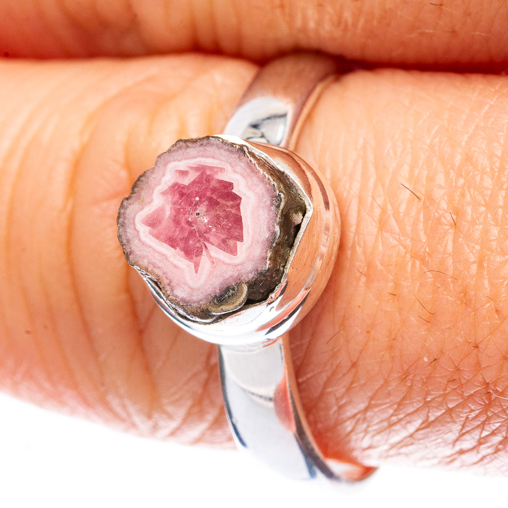 Rare Rhodochrosite Stalactite Ring Size 9 (925 Sterling Silver) R2984