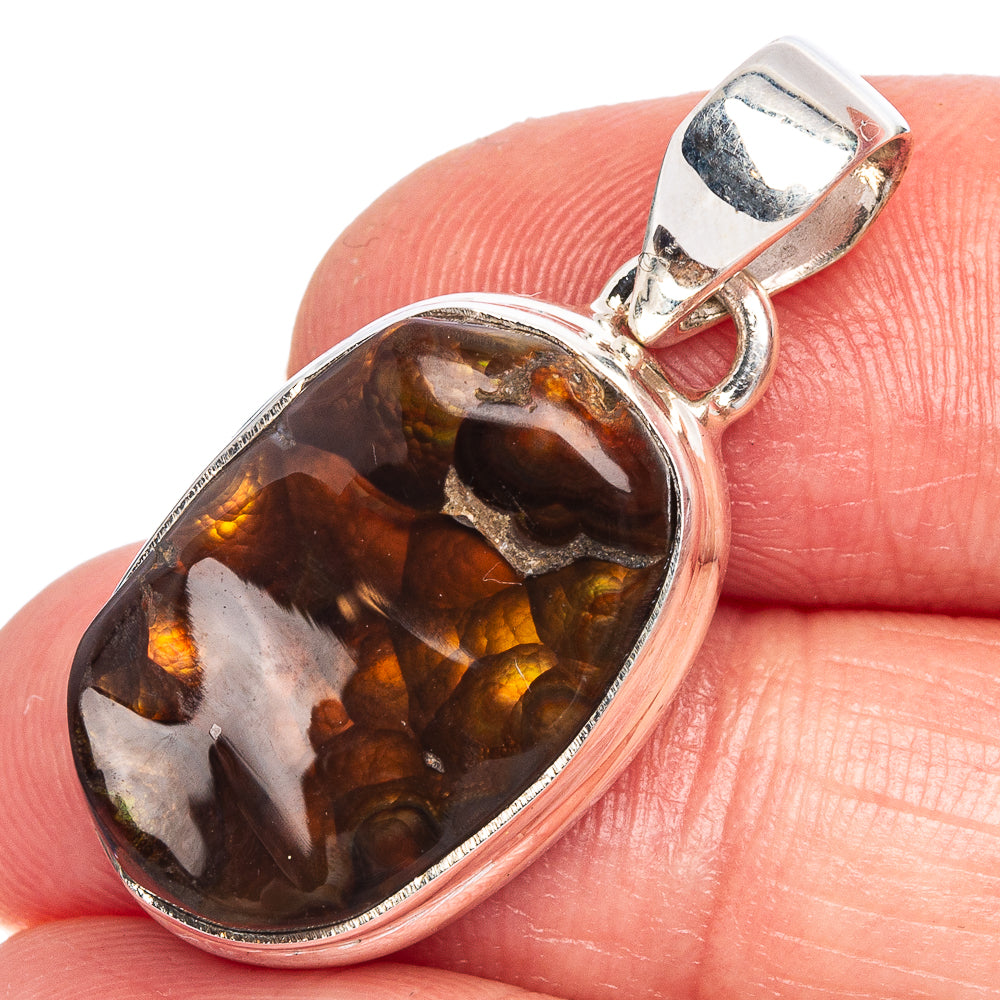 Rare Mexican Fire Agate Pendant 1 3/8" (925 Sterling Silver) P40374