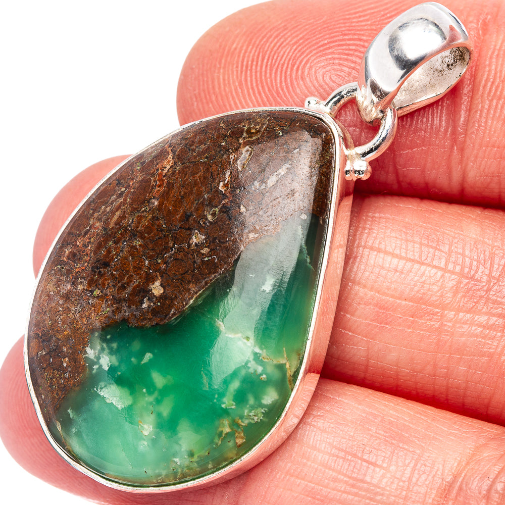 Boulder Chrysoprase Pendant 1 5/8" (.925 Sterling Silver)