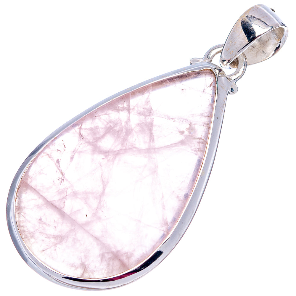 Rose Quartz Pendant 1 3/4" (.925 Sterling Silver)