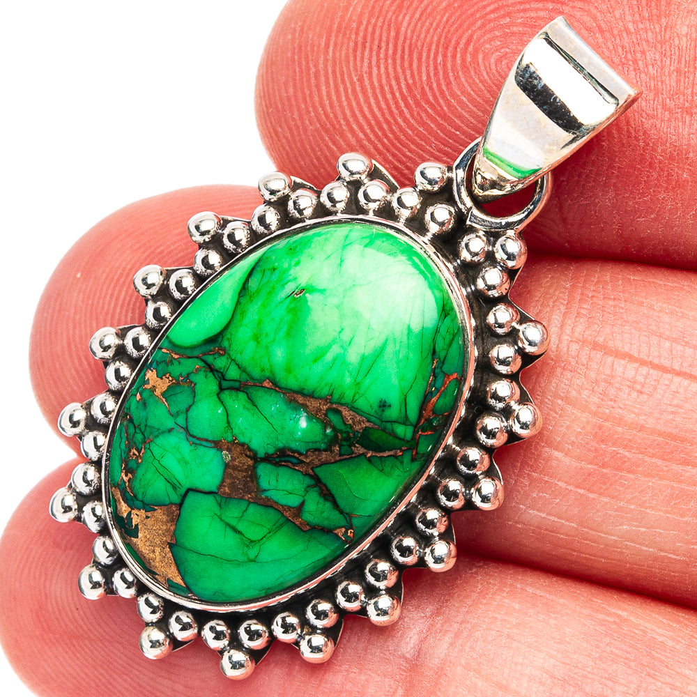 Green Dahlia Mohave Turquoise Pendant 1 3/8" (.925 Sterling Silver)