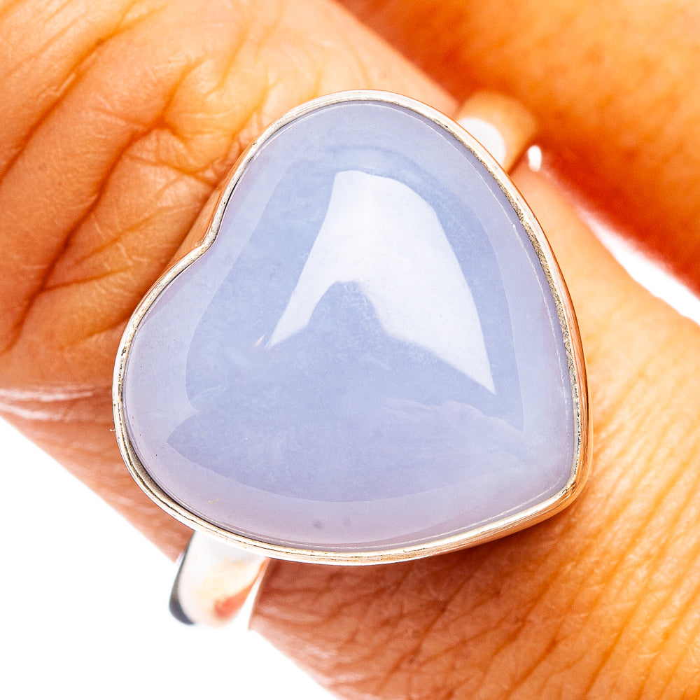 Lavender Chalcedony Heart Ring Size 10.25 (.925 Sterling Silver)