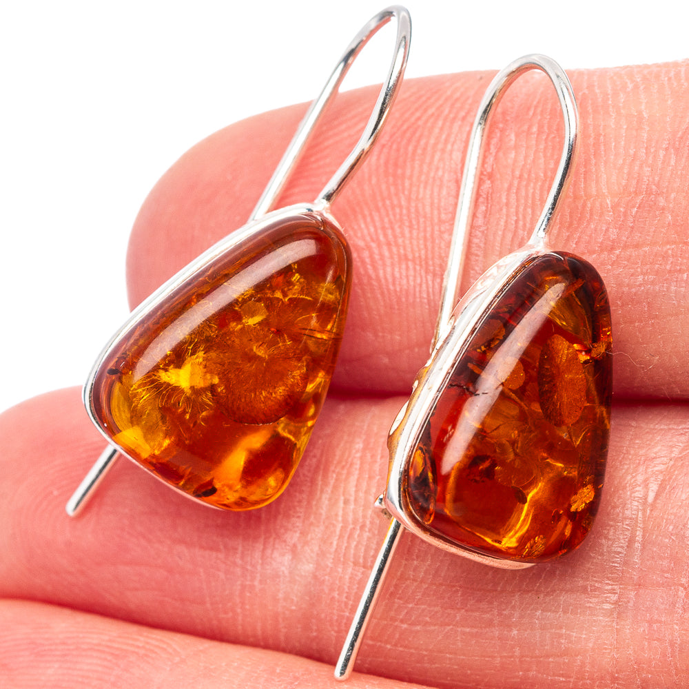 Baltic Amber Earrings 1 1/8" (.925 Sterling Silver)