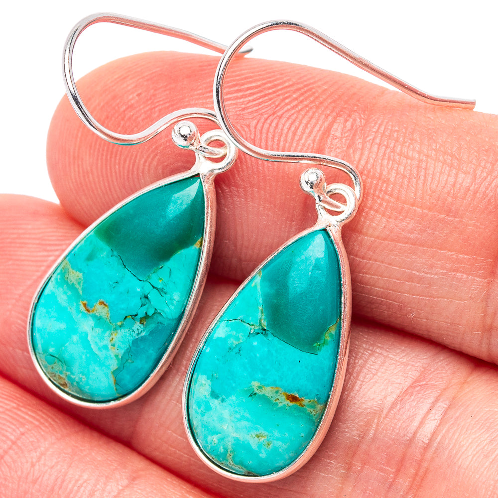 Mohave Turquoise Earrings 1 3/8" (.925 Sterling Silver)