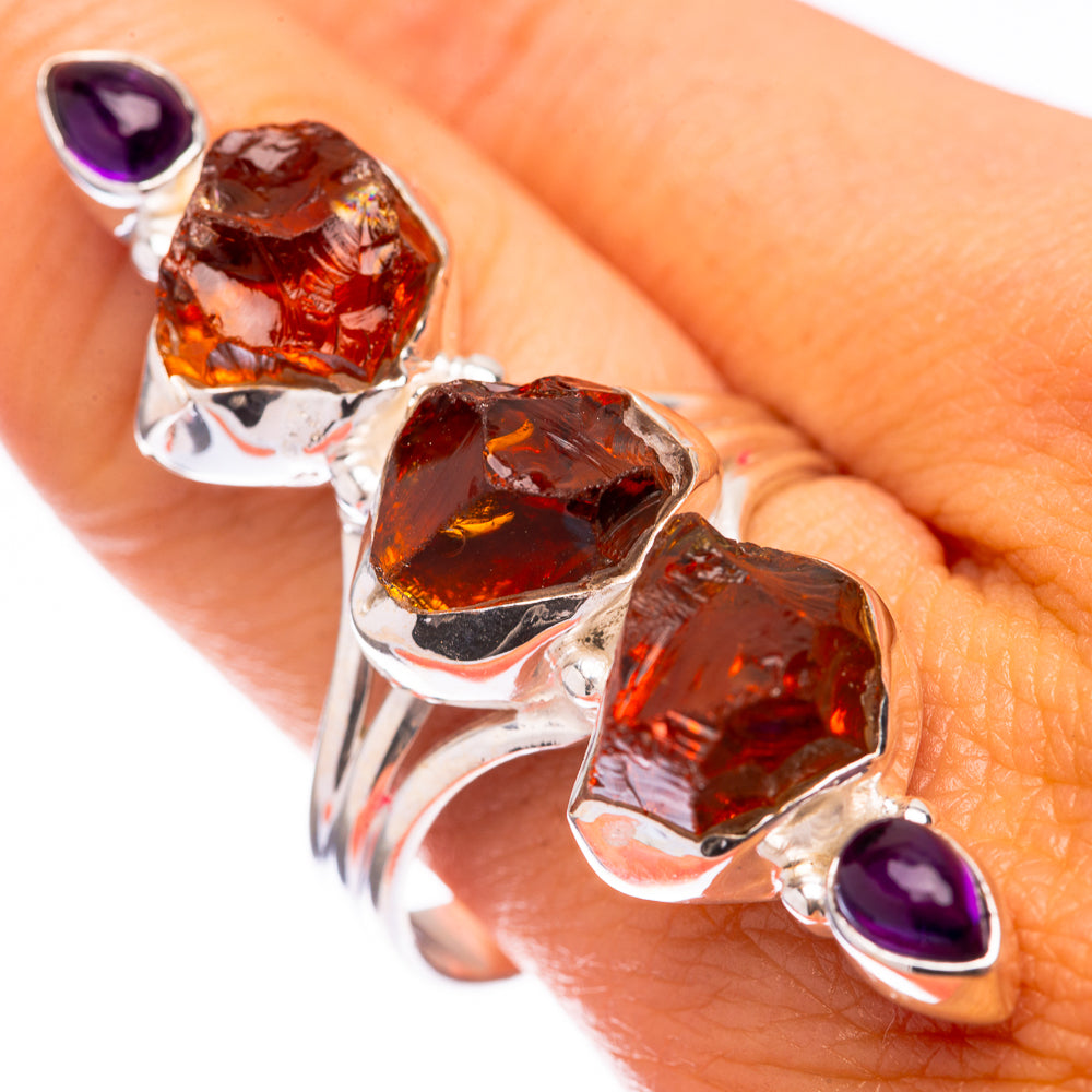 Large Raw Citrine, Amethyst 925 Sterling Silver Ring Size 10.5 (925 Sterling Silver) RING140398