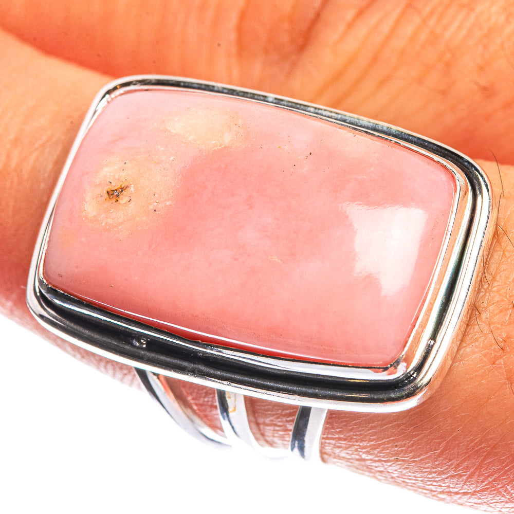 Large Pink Opal 925 Sterling Silver Ring Size 8
