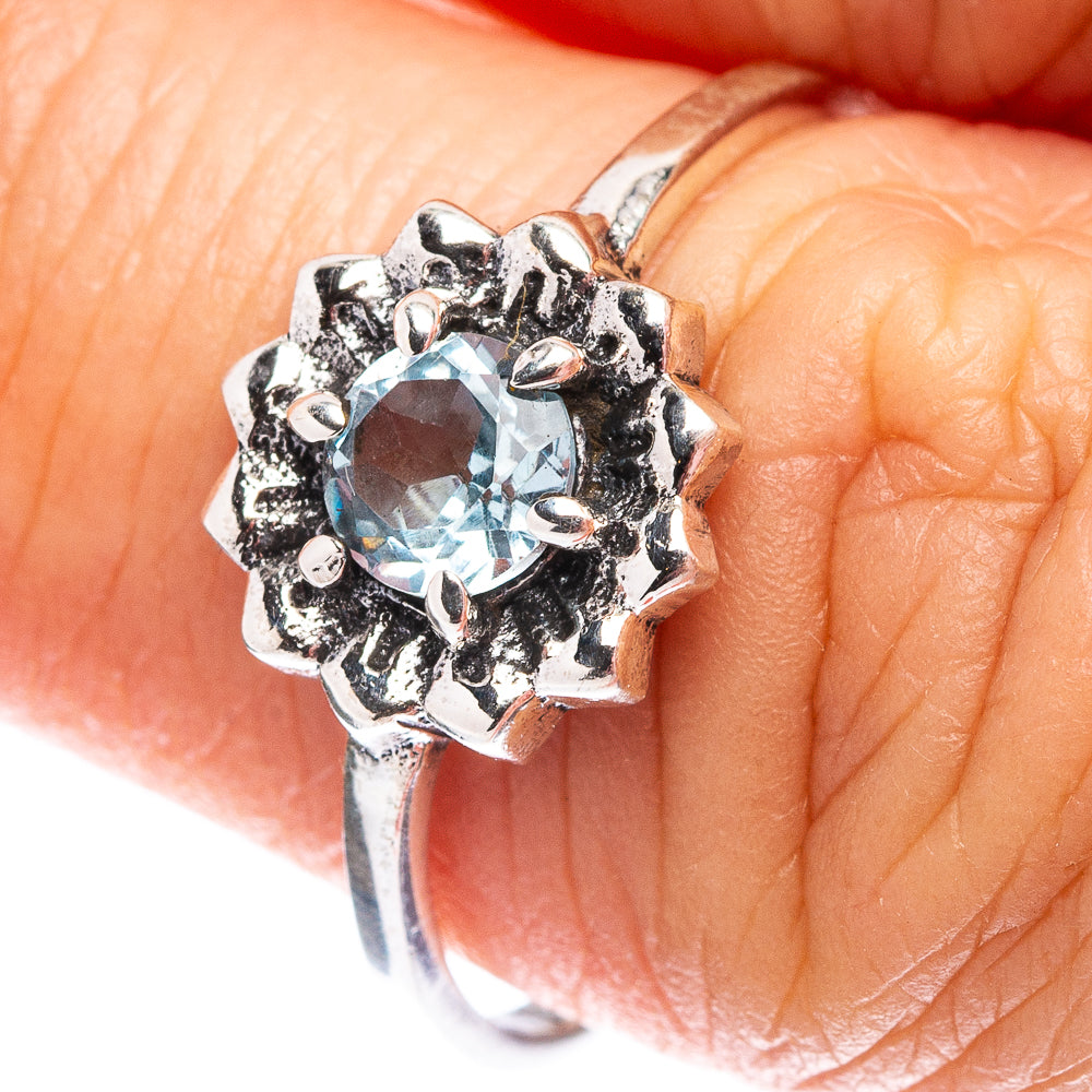 Dainty Blue Topaz Ring Size 8 (.925 Sterling Silver)