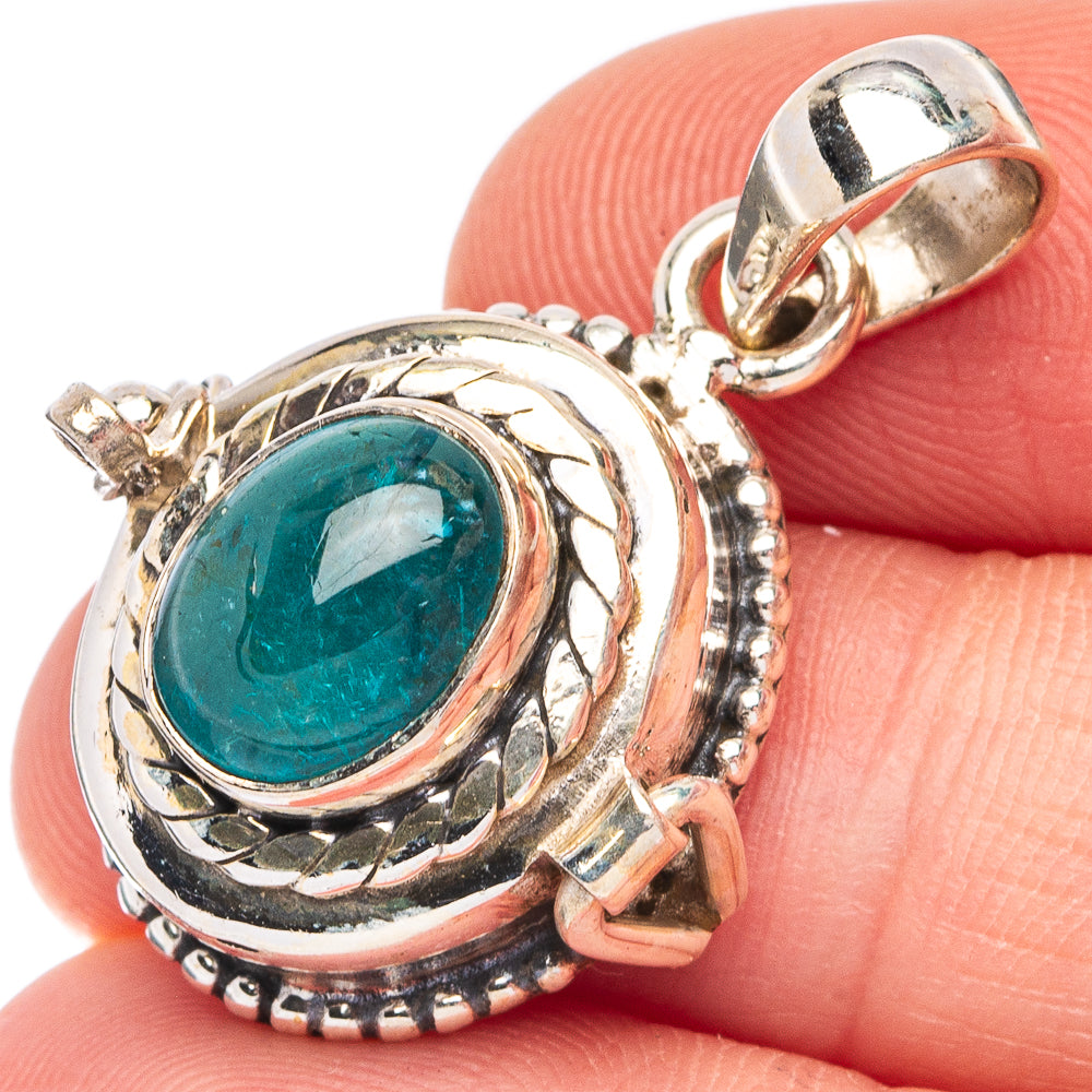 Blue Fluorite Poison 925 Sterling Silver Pendant 1 1/4" (925 Sterling Silver) P43622