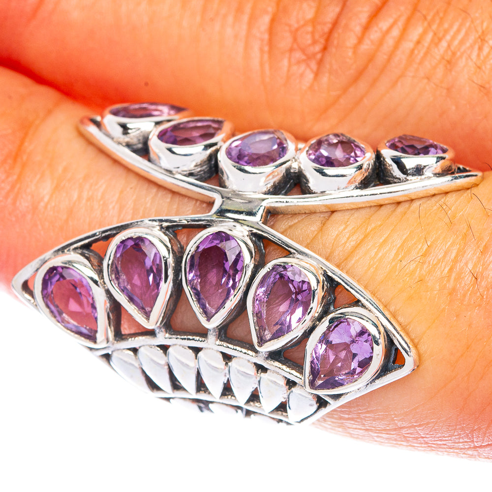 Large Faceted Amethyst Ring Size 6 (925 Sterling Silver) R144532