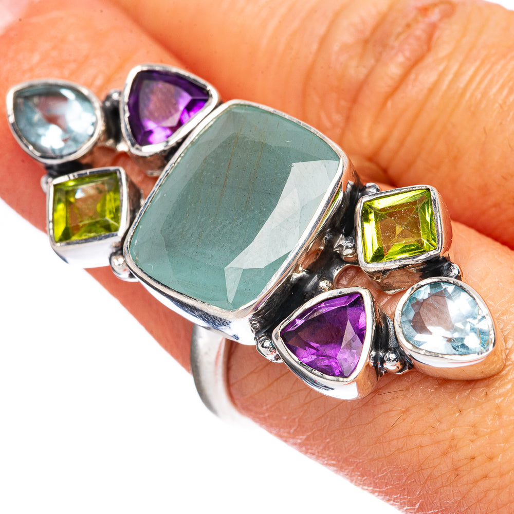 Signature Aquamarine, Amethyst, Peridot, Blue Topaz Ring Size 8 (925 Sterling Silver) R3529