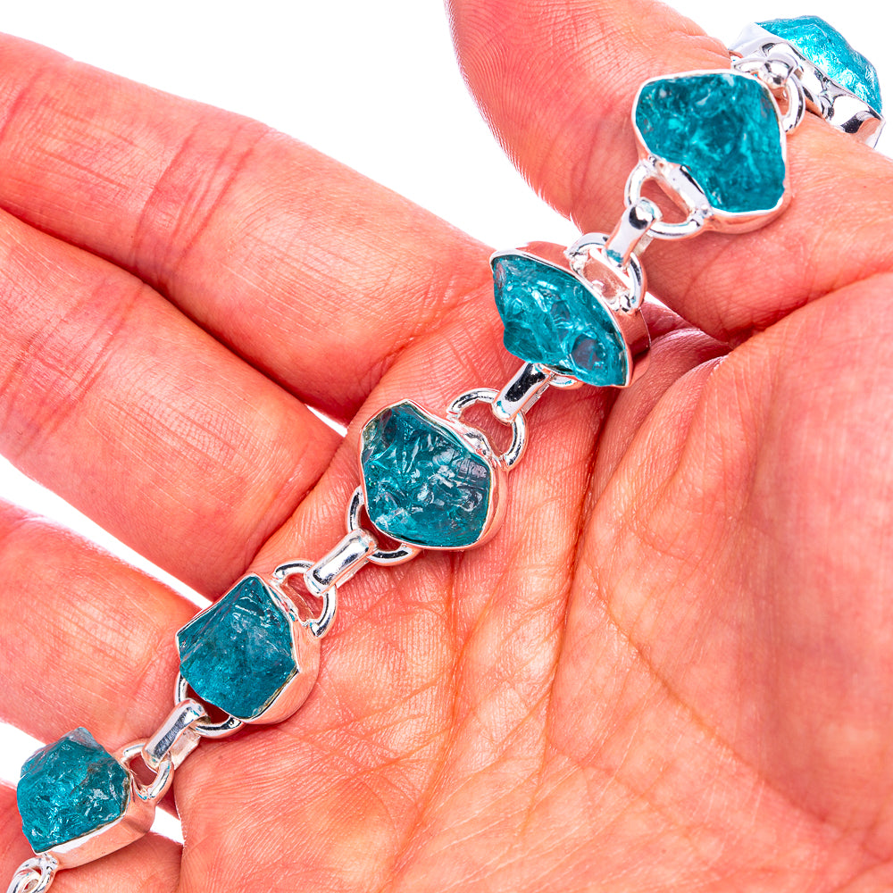 Blue Fluorite 925 Sterling Silver Bracelet 7 1/4 To 8" Ana Co B90352