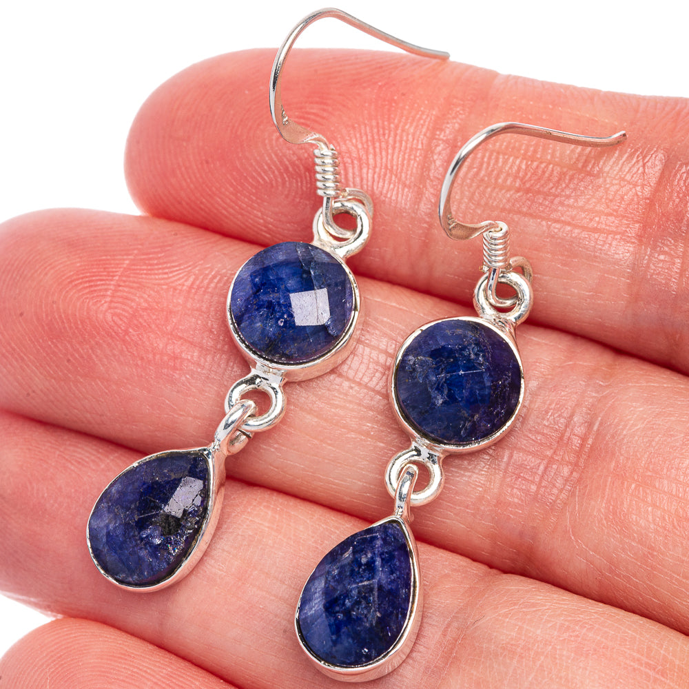 Sapphire Earrings 1 5/8" (925 Sterling Silver) E433506