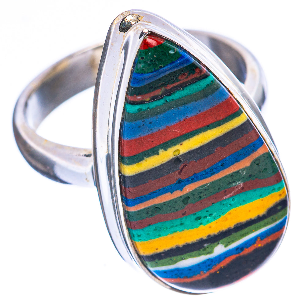 Rainbow Calsilica Ring Size 6.25 (925 Sterling Silver) R1985