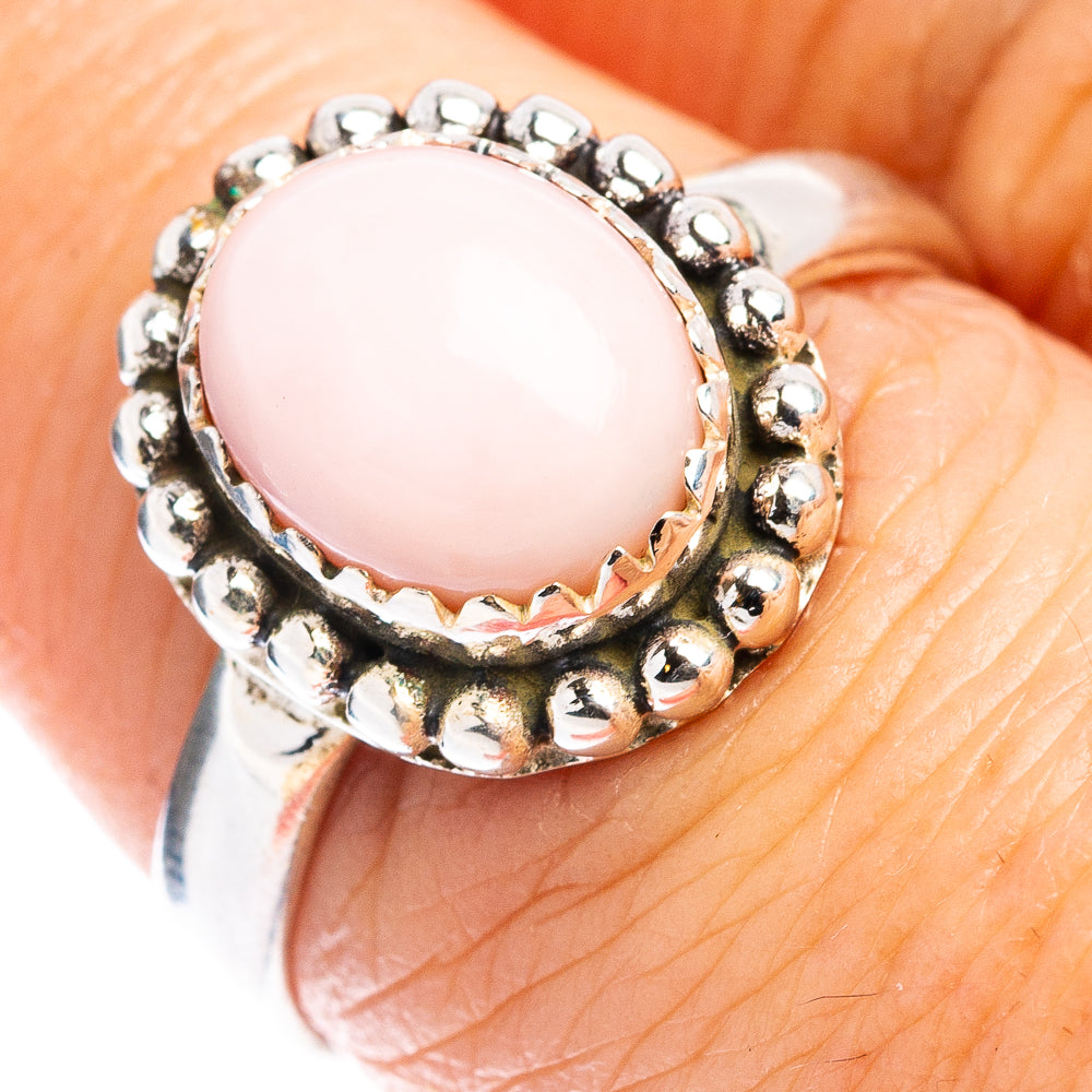 Pink Opal Native Style Ring Size 7.25 (.925 Sterling Silver)
