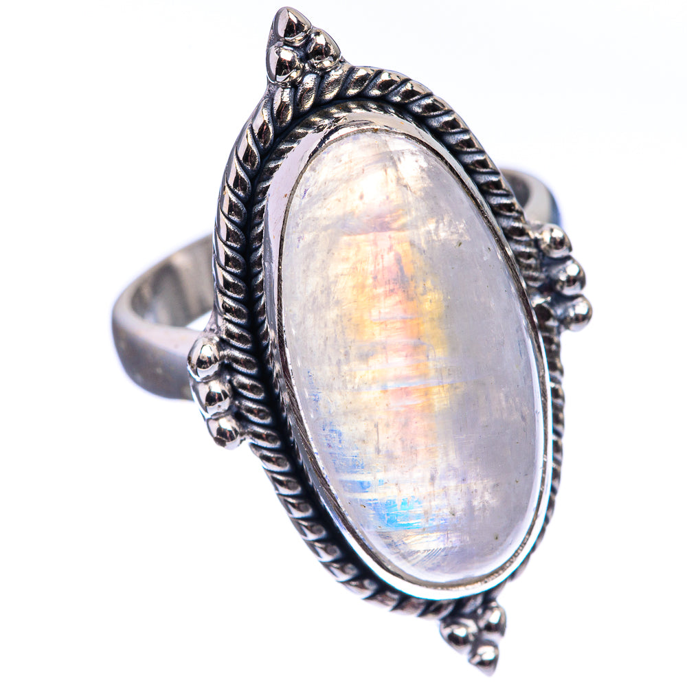 Rainbow Moonstone Ring Size 6..5 (925 Sterling Silver) R142087