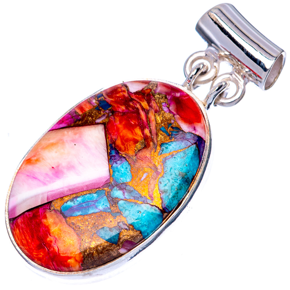 Spiny Oyster Arizona Turquoise Pendant 1 1/2" (925 Sterling Silver) P41392