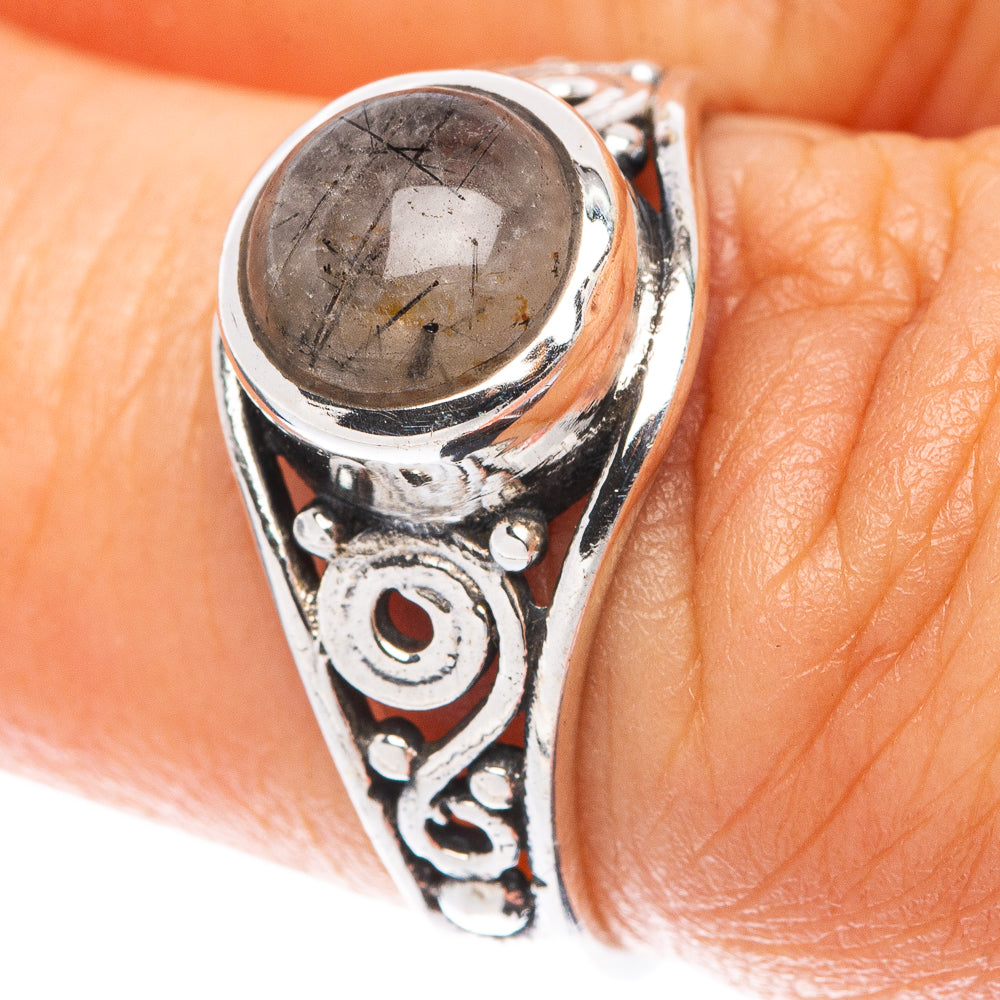 Tourmalinated Quartz 925 Sterling Silver Ring Size 6.5 (925 Sterling Silver) R5371